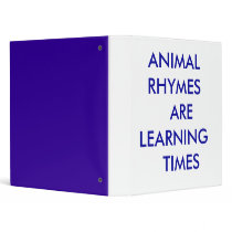 ANIMALRHYMES   ARELEARNING     TIMES 3 RING BINDER