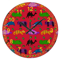 Animals - Abstract Purple Turtles & Blue Elephants wall clocks
