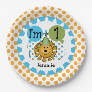 Animals Circus Lion 1st Birthday Paper Plates 9 Inch Paper Plate