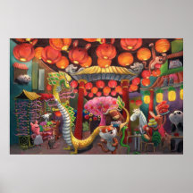 Animals in China Town Posters
