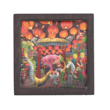 Animals in China Town Premium Keepsake Boxes