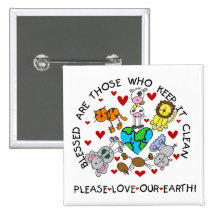 Animals Love Our Earth T-shirts and Gifts Pin