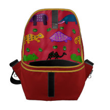 Animals - Purple Turtles & Blue Elephants Messenger Bags
