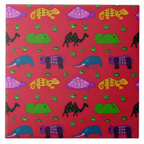Animals - Purple Turtles & Blue Elephants Tile