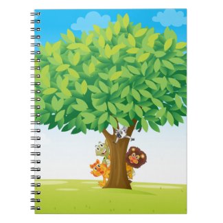 animals under tree spiral notebook