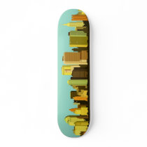 Animated Cityscape Custom Skate Board