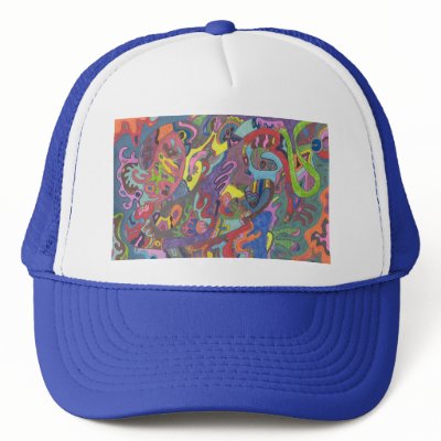 Animated Color, original abstract Trucker Hat by RLMdesignes