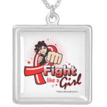 Animated Fight Like A Girl AIDS Necklaces