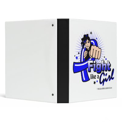 Animated Fight Like A Girl Anal Cancer Vinyl Binders by MissionWeCanDoIt