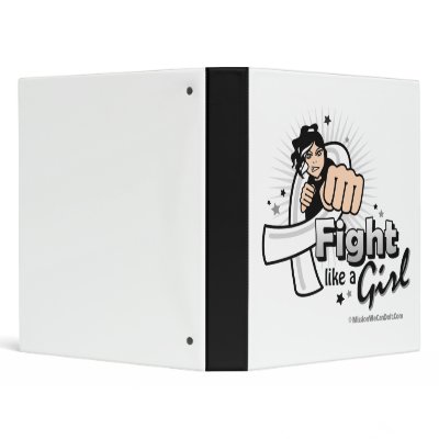 Animated Fight Like A Girl Bone Cancer 3 Ring Binders by MissionWeCanDoIt