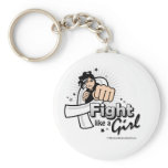 Animated Fight Like A Girl Bone Cancer Key Chain