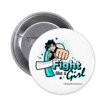 Animated Fight Like A Girl Cervical Cancer Pinback Button