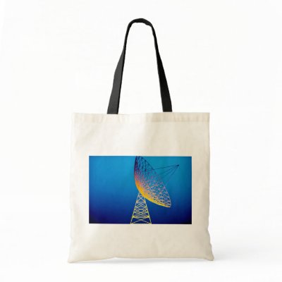 Animated satellite dish over blue background canvas bags by inspirelove