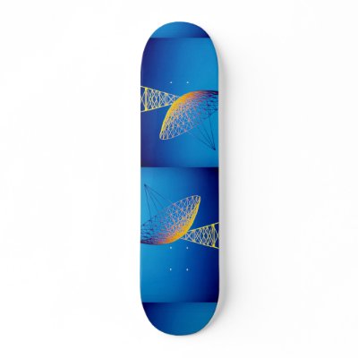 Animated satellite dish over blue background skate board by inspirelove
