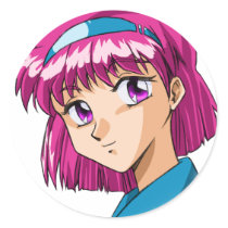 Anime and Manga Faces Round Sticker