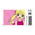Anime Birthday Postage Stamp by mariannegilliand Anime Birthday Postage Stamp