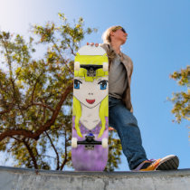 Anime Cat Girl skateboards