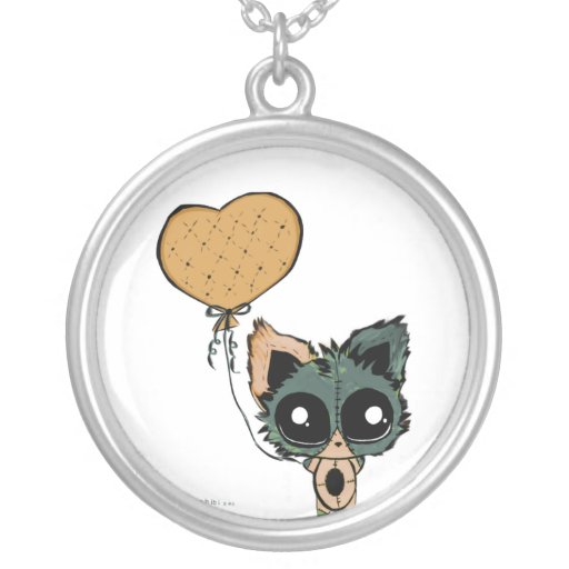 Anime Chibi Kitty and Heart Necklace