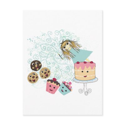 Anime Girl Cupcakes, Cookies, Cake and Magic Wand postcard
