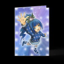 Anime Girl Holiday Greeting cards by Rockangel1 Anime Girl Holiday Greeting cards