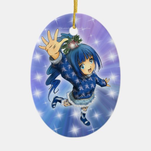 anime girl holiday hi ceramic ornament zazzle anime girl holiday hi ceramic ornament zazzle