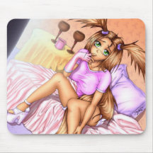 Anime Girl Nikki on Bed Mousemats