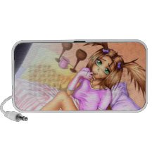 Anime Girl Nikki on Bed Notebook Speakers