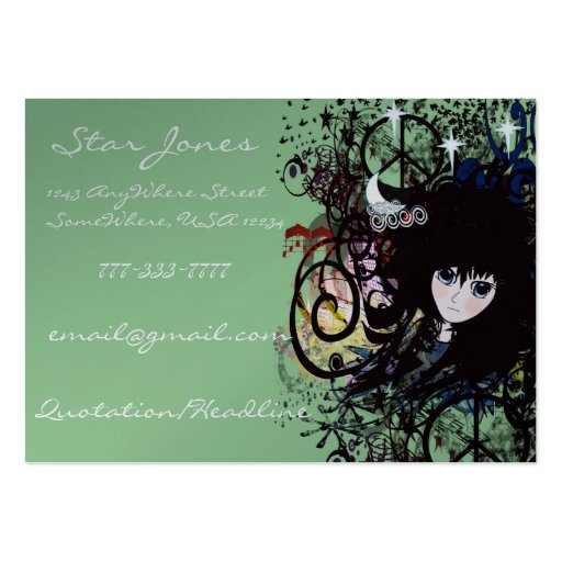Anime Girls Swirls and Peace Business Cards (front side)