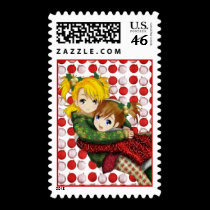 Anime Holiday Hug postage by Rockangel1 Anime Holiday Hug postage
