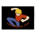 Anime Kicks Ass Greeting Cards by AnimeFanatic Anime Kicks Ass Greeting Cards