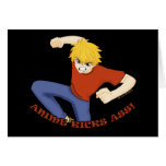 Anime Kicks Ass Greeting Cards