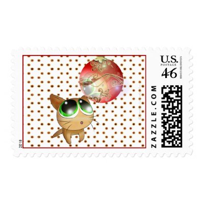 Anime Kitty Holiday Postage Stamps by Rockangel1