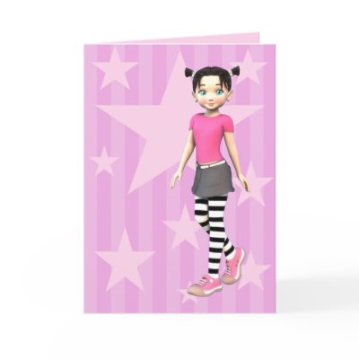 Anime Little Pop Star Princess Birthday Card by mariannegilliand