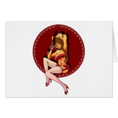 Anime/Manga Pinup Girl Greeting Card by midnight766