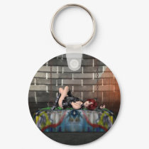 Anime Redhead Resting at Goth City Keychain