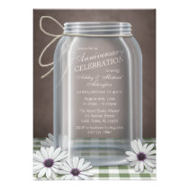 Aniversario de la guinga del verde del tarro de al invitaciones