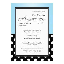 Aniversario negro real del azul 50.o del lunar invitaciones