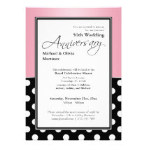 Aniversario negro real del rosa 50.o del lunar invitaciones