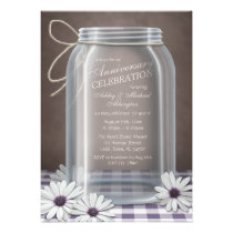 Aniversario púrpura de la guinga del tarro de alba invitaciones