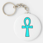 Ankh Egyptian Hieroglyphic Cross Key Life Blue Key Chain