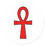 Ankh Egyptian Hieroglyphic Symbols Life Key Red Round Stickers