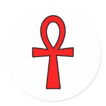 Ankh Egyptian Hieroglyphic Symbols Life Key Red Round Stickers