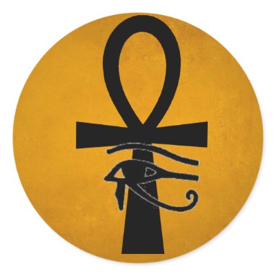 Ankh with Horus Eye Round Stickers by lotusz