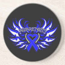 Ankylosing Spondylitis Awareness Heart Wings Drink Coasters