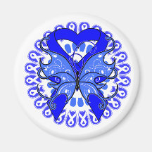 Ankylosing Spondylitis Butterfly Circle of Ribbons Fridge Magnet