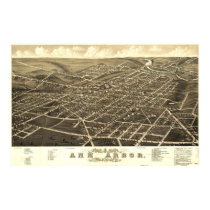 Ann Arbor Birdseye Map posters
