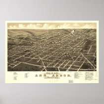 Ann Arbor Michigan 1880 Antique Panoramic Map Posters