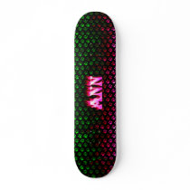 Ann skateboard pink fire and flames design.