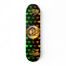 Ann skull real fire and flames skateboard design