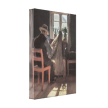 Anna Ancher - Fisherman repairing his nets Stretched Canvas Prints